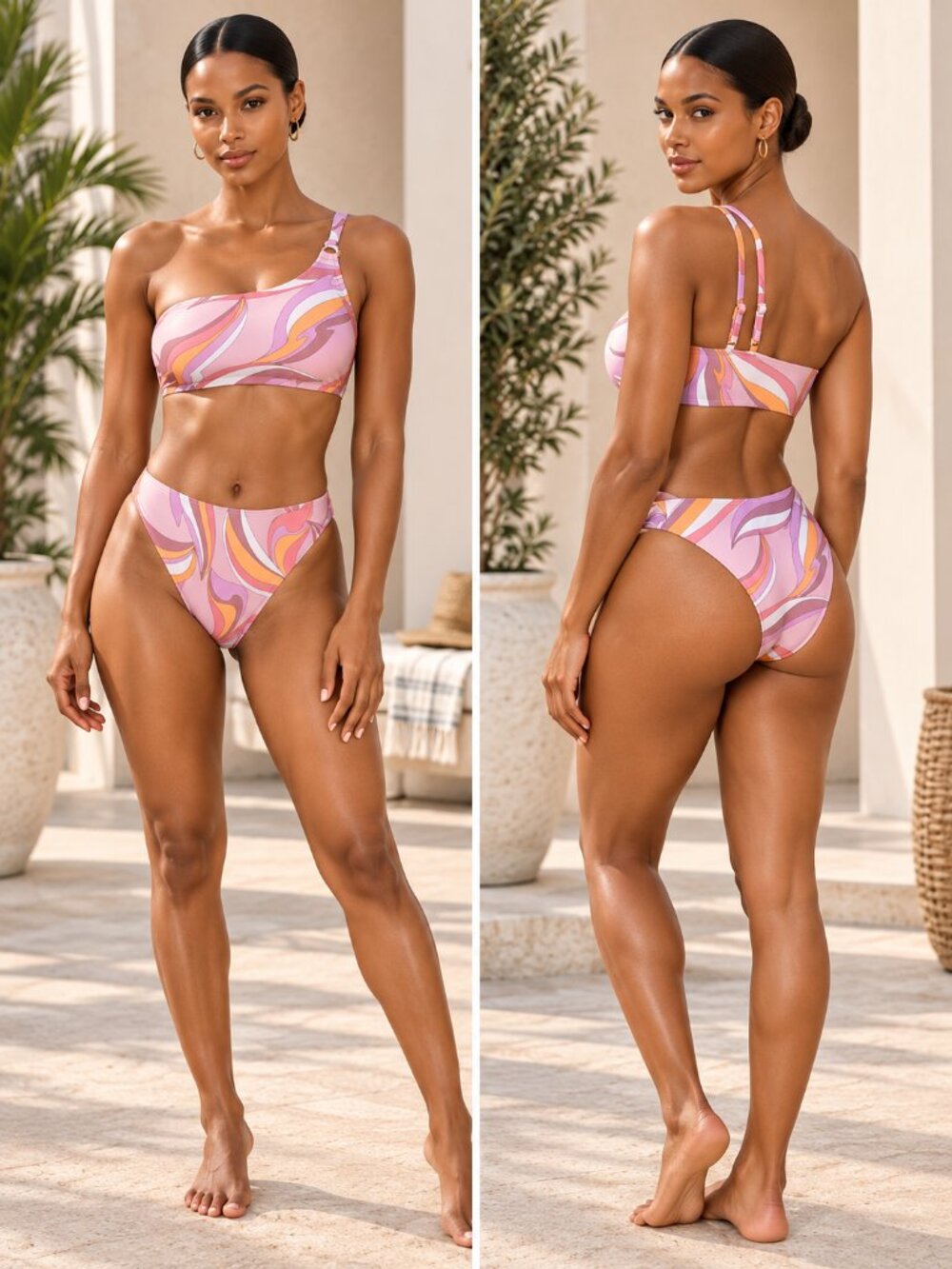 CUPSHE x JoJo Spritzy Pink High Rise Bikini Set Two Piece Swim M NWT